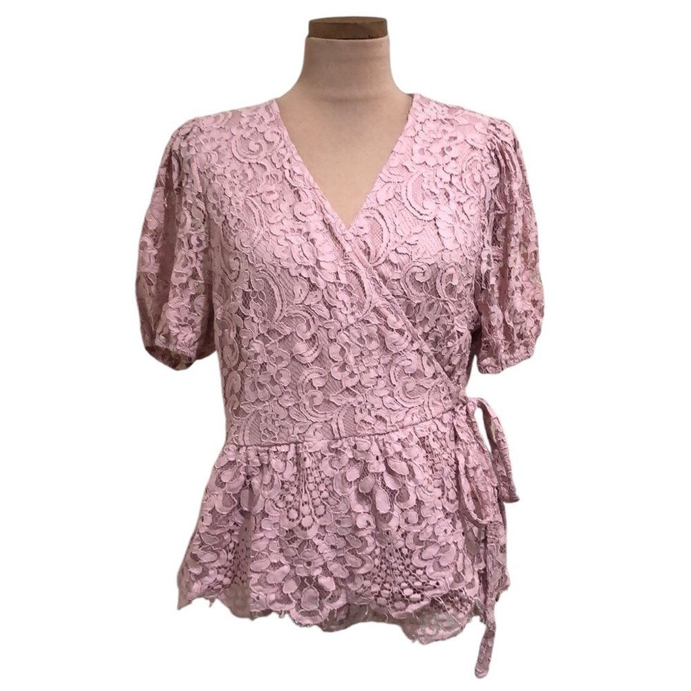 ASOS Lipsy Blouse Size US 14 Blush Pink Floral Lace